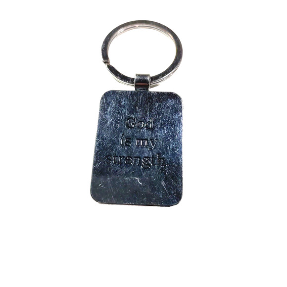 God Is My Strength Religious Cross Multicolor Keyring - Picture 4 of 4